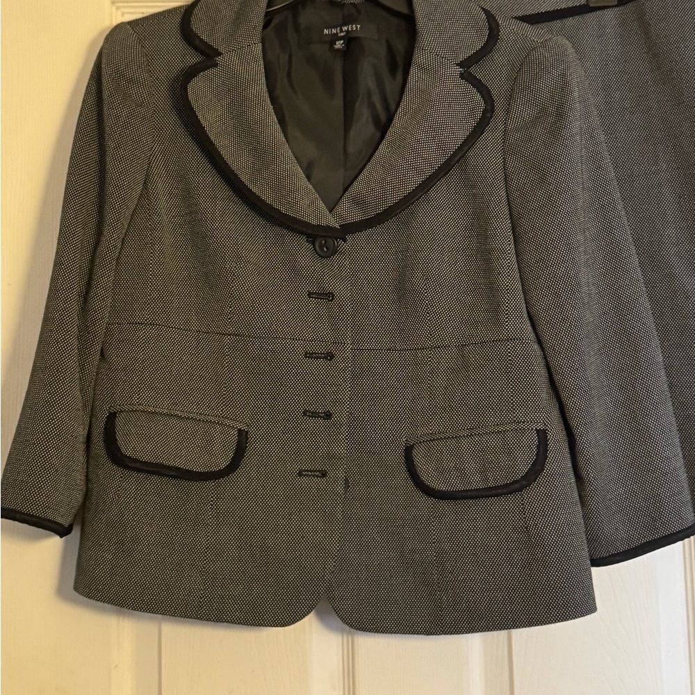 Nine West Women's Black-Trimmed Gray Blazer